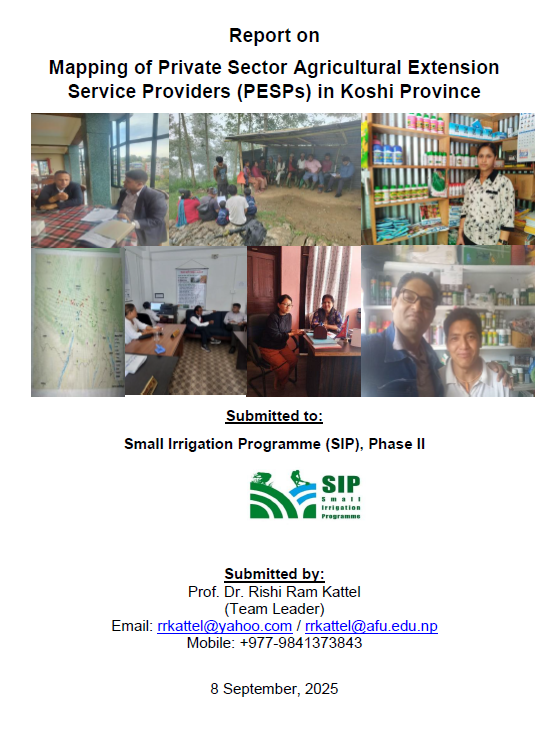Mapping of Private Sector Agricultural Extension Service Providers (PESPs) in Koshi Province